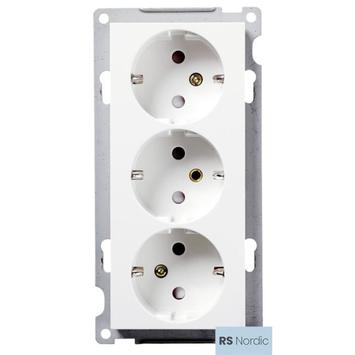 ELKO RS Nordic 3-veis stikkontakt m/jord innfelt