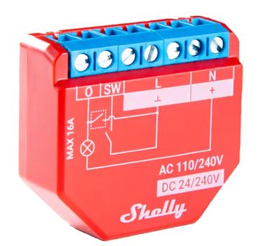 Shelly PLUS 1PM WiFi Strømbryter 1-kanal 16A med energimåler (Shelly-PLUS-1PM)