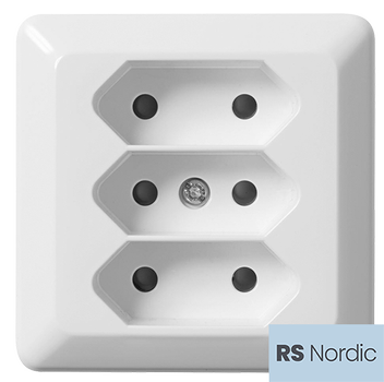 ELKO RS Nordic 3-veis euro stikkontakt påvegg (1511570)
