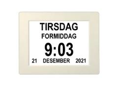 Ontario lettleselig kalenderklokke for eldre med Alzheimers, demens - 8" skjerm - hvit