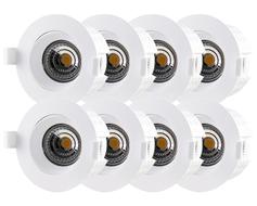 Tundra Swan Downlightpakke 8pk Warmdim 2000K-2800K IP44 Matt Hvit