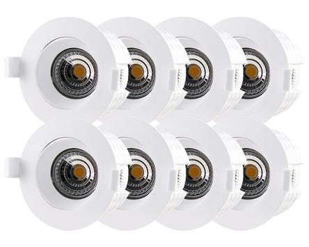 Tundra Swan Downlightpakke 8pk Warmdim 2000K-2800K IP44 Matt Hvit