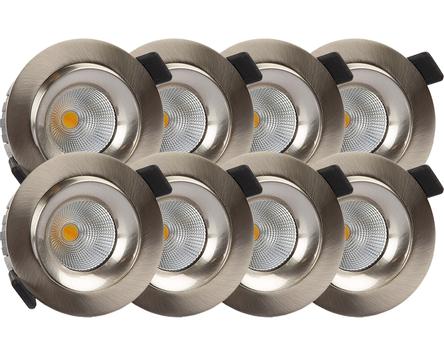 Tundra Candela Downlightpakke 8pk Warmdim IP44 Børstet Nikkel