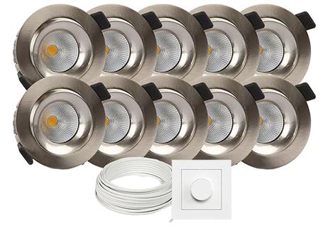 Tundra Candela Downlightpakke 10pk 2700K IP44 Børstet Nikkel