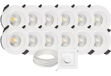 Tundra Candela Downlightpakke 12pk Warmdim IP44 Matt Hvit