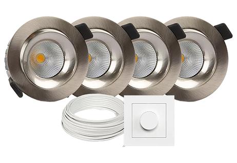 Tundra Candela Downlightpakke 4pk Warmdim IP44 Børstet Nikkel