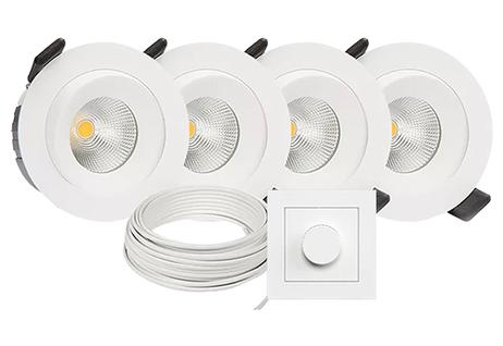 Tundra Candela Downlightpakke 4pk Warmdim IP44 Matt Hvit