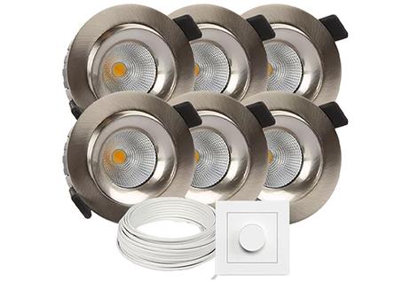 Tundra Candela Downlightpakke 6pk 2700K IP44 Børstet Nikkel