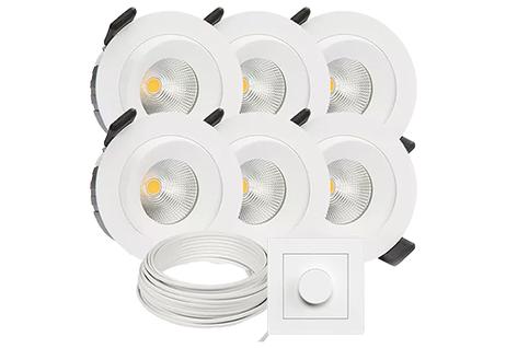 Tundra Candela Downlightpakke 6pk Warmdim IP44 Matt Hvit