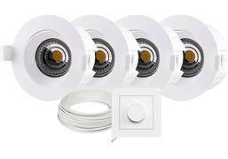 Tundra Swan Downlightpakke 4pk Warmdim IP44 Matt Hvit