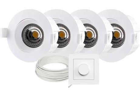 Tundra Swan Downlightpakke 4pk Warmdim IP44 Matt Hvit (1500017755S9849)