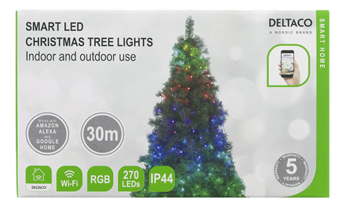 Deltaco Smart home WiFi Tree light, 270L, 10 strings, RGB, adapter (SH-LRGB2MT)