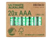 Deltaco Ultimate batteri - Svaneøkomerket - 20 x AAA / LR03 - Alkalisk (ULT-LR03-20P)