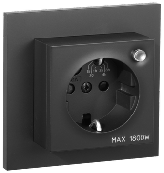 ELKO Plus enkel stikkontakt m/timer sort