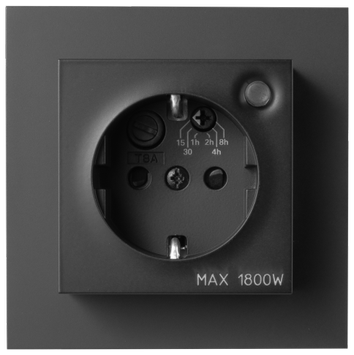 ELKO Plus enkel stikkontakt m/timer sort (1410207)