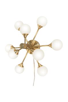 Aneta Lighting COSMOS vegglampe/ plafond bygel, matt messing/ hvit,  9xG9, med ledning som kan fjernes (7041661267732)