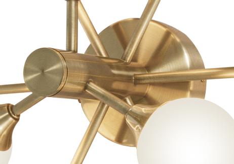 Aneta Lighting COSMOS vegglampe/ plafond bygel, matt messing/ hvit,  9xG9, med ledning som kan fjernes (7041661267732)