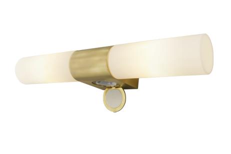 Aneta Lighting COSENZA vegglampe bad dobbel, matt messing, IP44, 2xE14, med eluttak