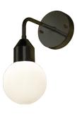 Aneta Lighting FLORENS vegglampe bad, svart/ opal,  IP44 G9 (7392986772143)