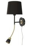 Aneta Lighting EKETORP vägglampa,  svart/ mässing,  vägglampa med läsarm, inkl skärm (7392986773546)