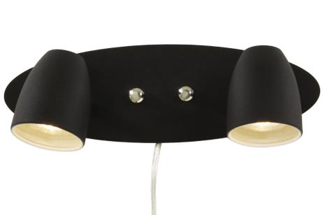 Aneta Lighting SANDNES vegglampe 2-lys, svart, 2 x GU10, Rek ljuskälla Osram EAN 4058075608337 (7392986773232)