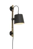 Aneta Lighting ESPRESSO vegglampe,  svart/ tre,  metallskjerm,  justerbar høyde (7392986770347)