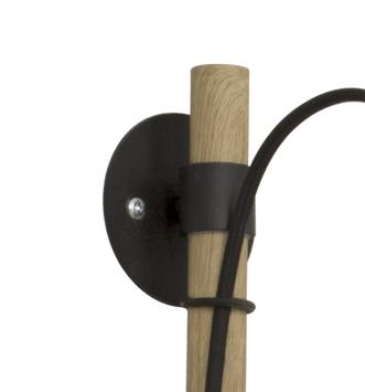 Aneta Lighting ESPRESSO vegglampe,  svart/ tre,  metallskjerm,  justerbar høyde (7392986770347)