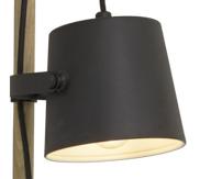 Aneta Lighting ESPRESSO vegglampe,  svart/ tre,  metallskjerm,  justerbar høyde (7392986770347)
