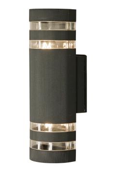 Aneta Lighting RIBB vegglampe ute, mørkgrå, 2 x 40W E27, IP44, glödlampa max Ø55 mm