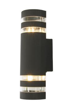 Aneta Lighting RIBB vegglampe ute, svart, E27, IP44, Ø55 mm (7392986776134)