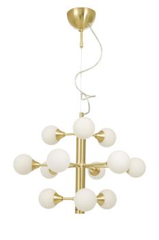 Aneta Lighting COSMOS taklampe 12-arm, matt messing/ hvit,  12xG9 (7041661267664)