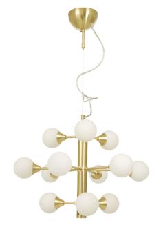 Aneta Lighting COSMOS taklampe 12-arm, matt messing/ hvit,  12xG9 (7041661267664)