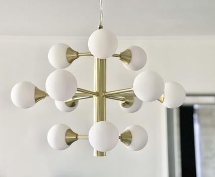 Aneta Lighting COSMOS taklampe 12-arm, matt messing/ hvit,  12xG9 (7041661267664)
