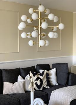 Aneta Lighting COSMOS taklampe 24-arm, matt messing/ hvit (7041661267688)