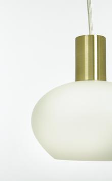 Aneta Lighting BELL vinduspendel,  matt messing/ hvit,  E14, 4m ledning, støpsel og brytere (7041661269088)