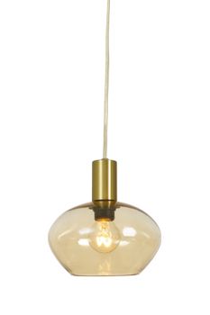 Aneta Lighting BELL vinduspendel,  matt messing/ amber,  E14, 4m ledning, støpsel og brytere (7041661269095)