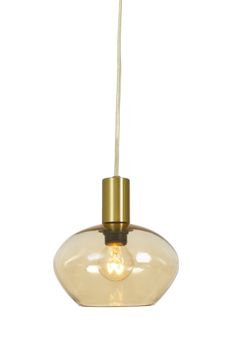 Aneta Lighting BELL vinduspendel, matt messing/amber, E14, 4m ledning, støpsel og brytere