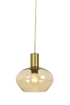 Aneta Lighting BELL vinduspendel, matt messing/amber, E14, 4m ledning, støpsel og brytere
