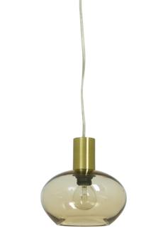 Aneta Lighting BELL vinduspendel,  matt messing/ amber,  E14, 4m ledning, støpsel og brytere (7041661269095)