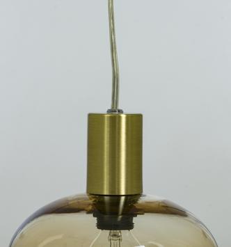 Aneta Lighting BELL vinduspendel,  matt messing/ amber,  E14, 4m ledning, støpsel og brytere (7041661269095)