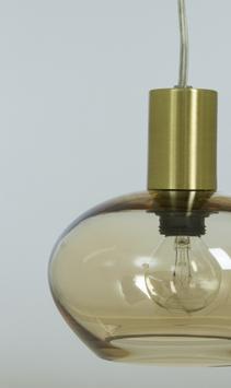 Aneta Lighting BELL vinduspendel,  matt messing/ amber,  E14, 4m ledning, støpsel og brytere (7041661269095)