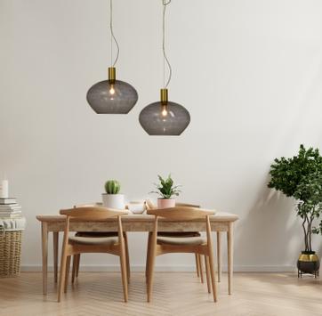 Aneta Lighting BELL taklampe 35cm, matt messing/ sotet,  E27 (7041661270978)