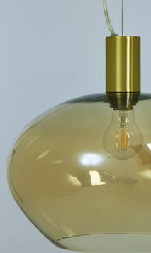 Aneta Lighting BELL taklampe 35cm, matt messing/ amber,  E27 (7041661269736)