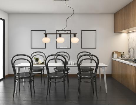 Aneta Lighting BELL taklampe 3-lys rak, svart/ hvit,  3 x E14 (7041661271654)