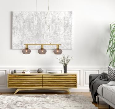 Aneta Lighting BELL taklampe 3-lys rak, matt messing/ sotet,  3 x E14 (7041661271036)