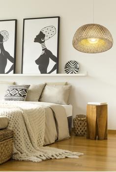 Aneta Lighting MALACCA taklampe 45cm, natur, flettet bambus, E27 (7041661271647)