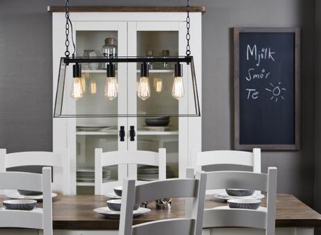 Aneta Lighting DIPLOMAT taklampe lang, svart/ klar,  lang, 4 x E27 (7392986775908)