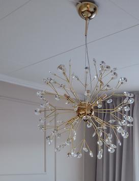 Aneta Lighting VIVA taklampe, messing, med krystall (7392986775410)