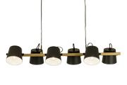 Aneta Lighting ESPRESSO taklampe 6-lys, svart/tre (7392986775229)