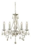 Aneta Lighting CASTLE takkrone, 5-arm, krom, klare prismer